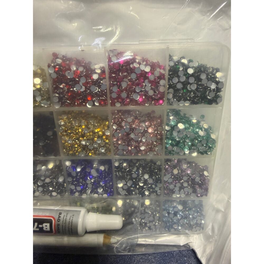 14000Pcs x2 Resin Rhinestones Multicolor 4mm Flatback Rainbow w/B7000 Glue - Picture 7 of 9